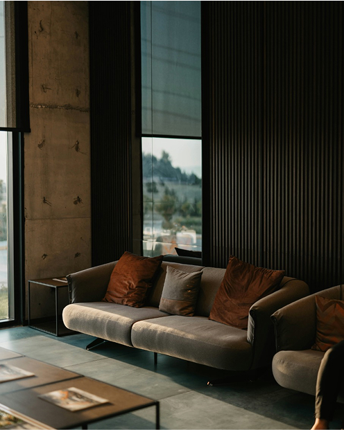 sunbathed seating area