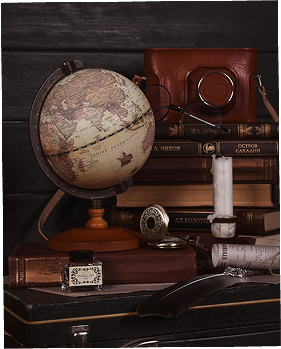 Close-up of historic items at Bertrand’s Townhouse